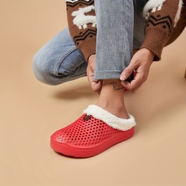 Men's Fashion Clogs, Slip-on Closed Toe Sandals, Soft Sole Walking Shoes With Lined Fuzz, Outdoor Garden Shoe For Autumn And Winter